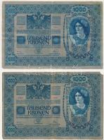 1902. 1000K (2x) egyik piros "MAGYARORSZÁG" körbélyegzővel, a másiknak mindkét oldala néme...