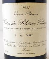 1987 Cotes du Rhóne Villages sorszámozott bontatlan palack bor / Unopened bottle of vintage French w...