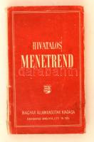 1949 MÁV Hivatalos Menetrend. A magyar vasutak, hajó-, légi-, autobuszjáratok hivatalos menetrendje. Nyári kiadás. Budapest, 1949, Magyar Közlekedésügyi Minisztérium Vasúti Főosztálya. Kiadói szakadt, kopott, borítóval. Ezt leszámítva jó állapotban.