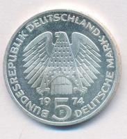 NSZK 1974F 5M Ag "25 éves az Alkotmány" T:2  
FRG 1974F 5 Mark Ag "25th Anniversary ...