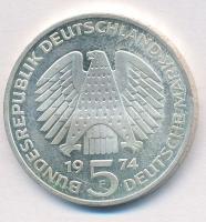 NSZK 1974F 5M Ag "25 éves az Alkotmány" T:2  
FRG 1974F 5 Mark Ag "25th Anniversary ...