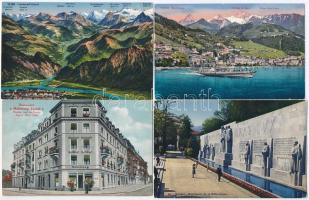 12 db RÉGI külföldi városképes lap; Svájc / 12 pre-1945 Swiss town-view postcards