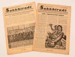 1950 Sakkhíradó folyóirat, két szám (1950. október 15., 1950. november 8.). Szerkesztette Szabó László. Kiadói papírkötés.