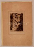 Glück jelzéssel: Utca részlet. Rézkarc, papír, 13×9 cm