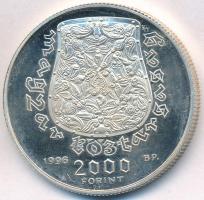 1996. 2000Ft Ag "Honfoglalás" eredeti tokban, tanúsítvánnyal T:PP ujjlenyomat, felületi ka...
