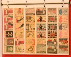 cca 1000 db magyar gyufacímke, különféle motívumsorokkal: állatvilág, népviselet, sport, stb., berak...