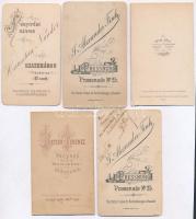 cca 1870-1885 Keményhátú portréfotók különböző műtermekből(Pest, Pozsony, Szatmár, Szeged), 5 db,  1...