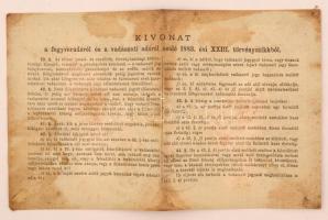 1890 Vadászati jegy, kissé megviselt állapotban / Hunter licence, slightly damaged