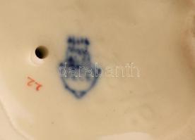 Zsolnay kislány korsóval, kézzel festett, jelzett, máz repedéssel, m: 8 cm