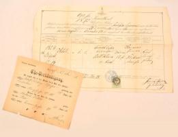 1876 Házassági hirdetési bizonyítvány  Kacsmarcsik Bálint és Labsanszky Zsófia házasságáról ( 1 hirdetés, 2 keresztlevél)