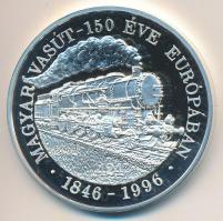 1996. "Magyar Vasút - 150 éve Európában 1846-1996 / Budapest Nyugati Pályaudvar" jelzett Ag emlékérem, eredeti tokban, tanúsítvánnyal (28,35g/0.925/42,5mm) T:PP