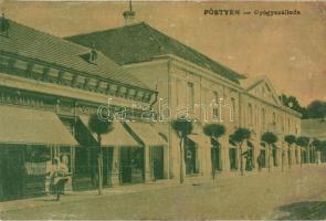 Pöstyén, Piestany; Gyógyszálloda, Schultz Rezső, Pozsiczky Imre üzletei, kiadja Kohn Bernát / spa, hotel, shops (r)