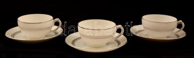 MZ hiányos mokkás készlet, jelzett, hibátlan, 3 csésze 5 alj, kiöntő, cukortartó