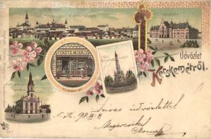 1898 Kecskemét, Fekete Mihály könyvkereskedése, saját kiadása; floral litho (b)