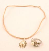 Porcelán ékszertartóé bizsu ékszerekkel ( 2 db)