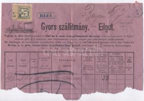 1880-1890 Baja, Mohács, Budapest. Első cs. és kir. szab. Dunagőzhajózási társulat fuvarlevél darabok...