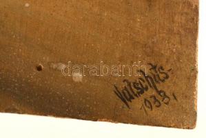 Vatschits jelzéssel: Motoros férfi. Olaj, karton,, sérülésekkel, 35x25 cm