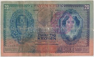 1907. 20K piros "MAGYARORSZÁG" felülbélyegzéssel
T:III-
Adamo K16B