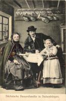 Erdélyi szász népviselet / Sächsische Bauernfamilie in Siebenbürgen / Transylvanian Saxon folklore (Rb)