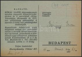 1940 Bp., Tarokk-őr, Tarokk-kártya szakkönyvet népszerűsítő levelezőlap