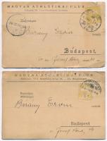 cca 1905-1909 A Magyar Athletikai Club 2 db értesítő levelezőlapja