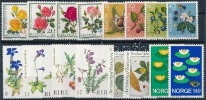 1972-1990 Flowers 16 stamps with sets, 1972-1990 Virág motívum 16 klf bélyeg, közte sorok