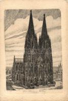 Köln, Cologne; Der Dom / dome, etching style, s: W. R. (EK)