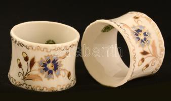 Zsolnay búzavirág mintás szalvétagyűrű párban (2db), kézzel festett, jelzett, hibátlan, d:5 cm