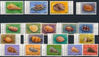 1978-1980 Clams 18 diff stamps with sets, 1978-1980 Kagyló motívum 18 klf bélyeg, közte sorok