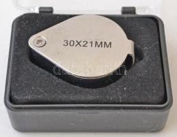 Ékszerész nagyító, 30×21 mm, saját tokjában, jó állapotban