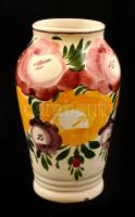 Hollóházi Szakmáry váza, kézzel festett, jelzett, kis lepattanással, m:18 cm