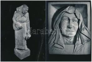 Vattay Elemér (1931-2012): Dénes Miklós (?-?) fafaragó munkái, 6 db fotó, hátuljukon pecséttel jelze...
