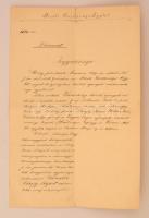 1899 Jegyzőkönyv az Aradi Gazdasági Egylet igazgató választmányi gyűléséről, hajtva / report on the Economic Society's election in Arad