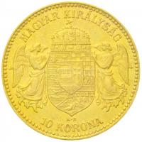 1910KB 10K Au "Ferenc József" (3,37g/0.900) T:2
Hungary 1910KB 10 Corona "Franz Jose...