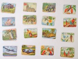70 db vegyes témájú (repülők, hajók, földművelés) színes gyűjtőkártya, köztük lithok is. Papierhandlung Huber & Lerner Wien papírdobozban / mixed collectors cards in paper box