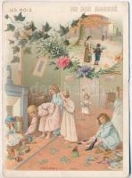 cca 1910 Au Bon Marché, francia litho reklám kártya kétoldalas grafikával, 15×11 cm