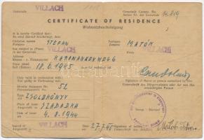 1945 Villach, Hadifogoly számára kiállított tartózkodási igazolás