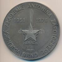 Csehszlovákia 1976. 25 éves az Antonín Zápotocky Katonai Akadémia Brno fém emlékérem (60,5mm) T:2 kis szennyeződés Czechoslovakia 1976. 25th Anniversary of Antonín Zápotocky Military Academy Brno metal medallion (60,5mm) C:XF small stain
