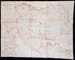 cca 1880 Az Osztrák-Magyar Monarchia textilipara. Nagyméretű térkép. 1:500 000 92x72 cm / large map of the Textile Industry of the Austro-Hungarian Monarchy. 92x72 cm