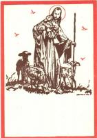 3 db Márton L. szignós vallási képeslap, a Ferences missziók kiadása / the Franciscan orders mission, 3 religious art postcards pinxit Márton L.