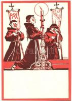 3 db Márton L. szignós vallási képeslap, a Ferences missziók kiadása / the Franciscan order's m...