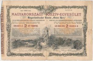 Budapest 1888. "Magyarországi Jószív-Egyesület" sorsjegykölcsön 2Ft-ról, szárazpecséttel, ...