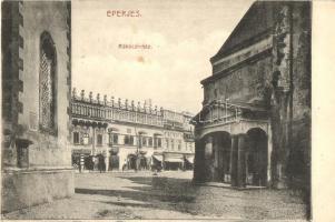 Eperjes, Presov; Rákóczi ház, Spira Henrik, Werther és Goldwender üzlete / palace, shops