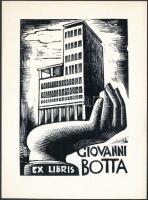 Armando Baldinelli (1908-2002): Ex libris Giovanni Botta. Fametszet, papír, jelzett a dúcon, 8×5 cm