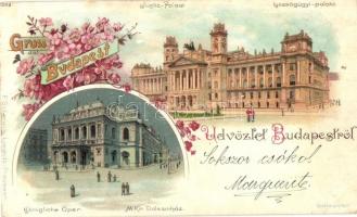 Budapest, Igazságügyi palota, Opera, floral, litho