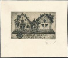 Sterbenz Károly (1901-1993): Sopron ex libris . Rézkarc, papír,  jelzett  / Etched bookplate 7x9 cm