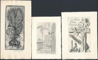 3 csehszlovál ex libris Rézkarc, papír, jelzett, / Etched bookplates,