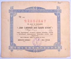 Ó-Becse 1903. "Ó-becse-b.-petrovoszellói Pusztai Fogyasztási Szövetkezet" részjegye 10K-ról, szelvényekkel, bélyegzéssel T:II fo.