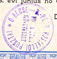 Ó-Becse 1903. "Ó-becse-b.-petrovoszellói Pusztai Fogyasztási Szövetkezet" részjegye 10K-ró...
