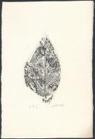 Gyarmati Lea (1938-): Levél. Rézkarc, papír, jelzett, 7.5×5 cm